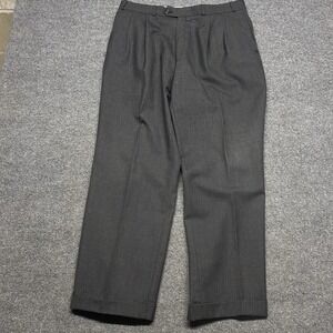 VTG Chaps Ralph Lauren Pants Mens 36 Wool Reverse Pleated Micro Check Hound READ